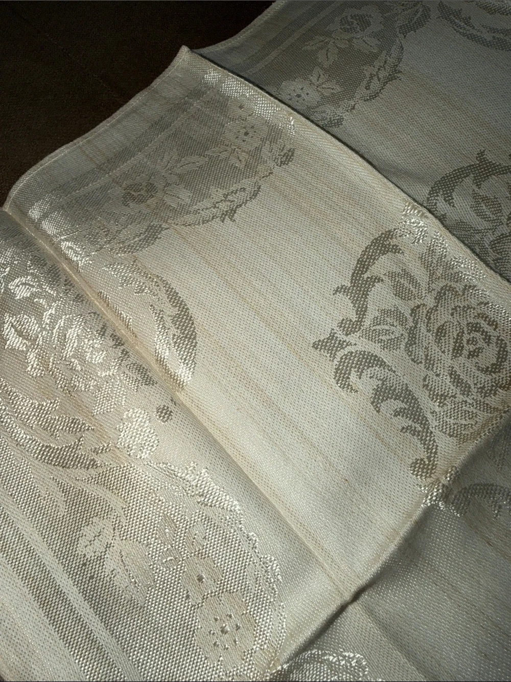 Vintage Cream Damask Floral Rose Napkins Set of 6
